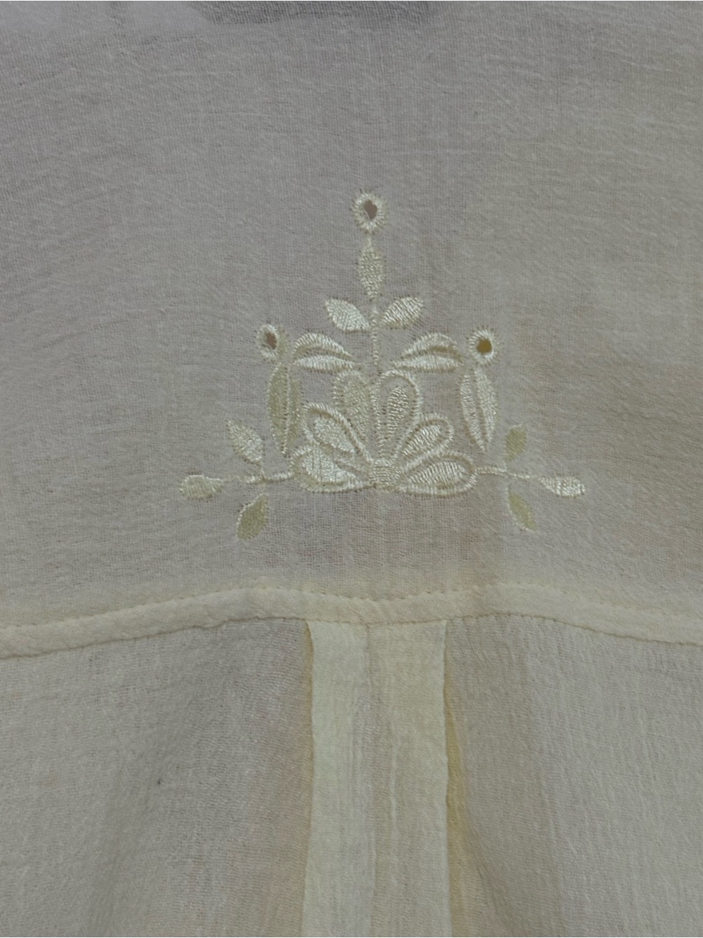 Soft Surroundings Lemon Yellow 100% Cotton Gauze Pintuck Blouse Embroidered - Picture 7 of 8